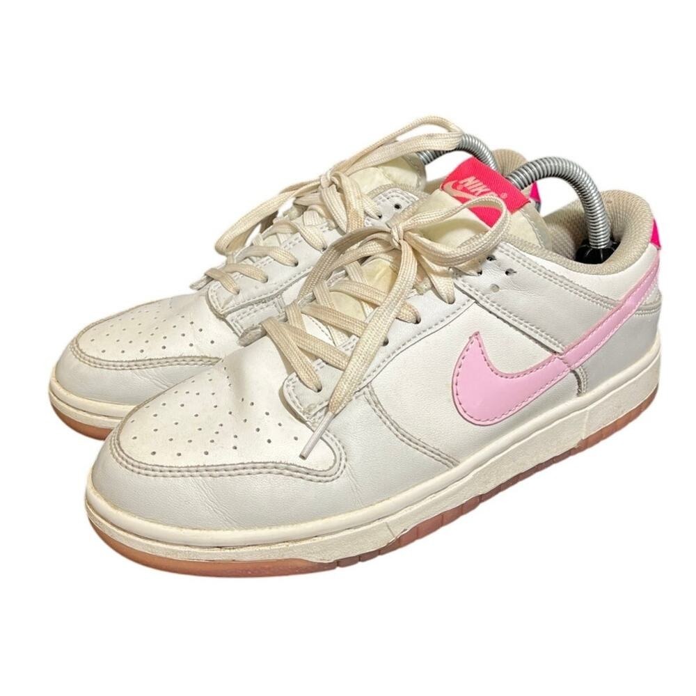 Nike Dunk Low Women Size 8 White Pink Grey Leather Sneakers FN3452-161